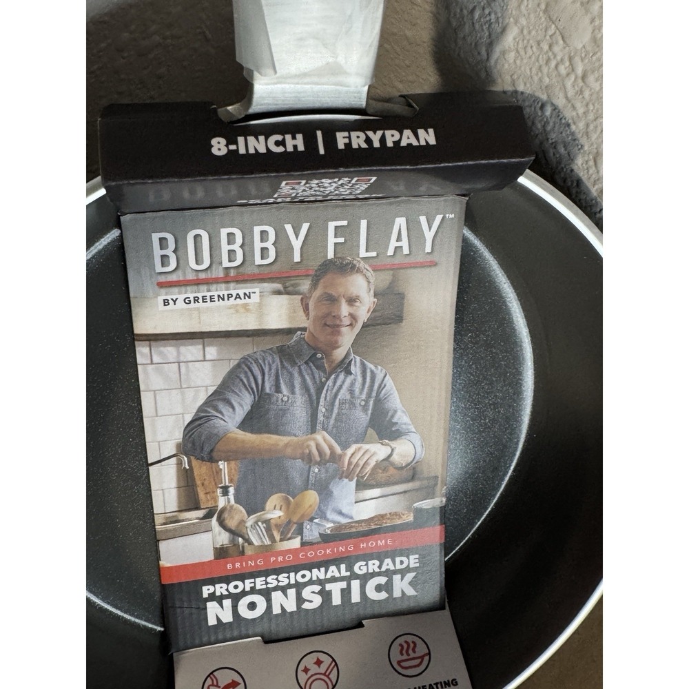 Lot of 3 Frypans Bobby Flay 8" Ceramic Nonstick Aluminum Fry Pan Black ~ All New
